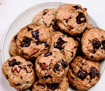 Brown Butter Bourbon Pecan Chocolate Chunk Cookies