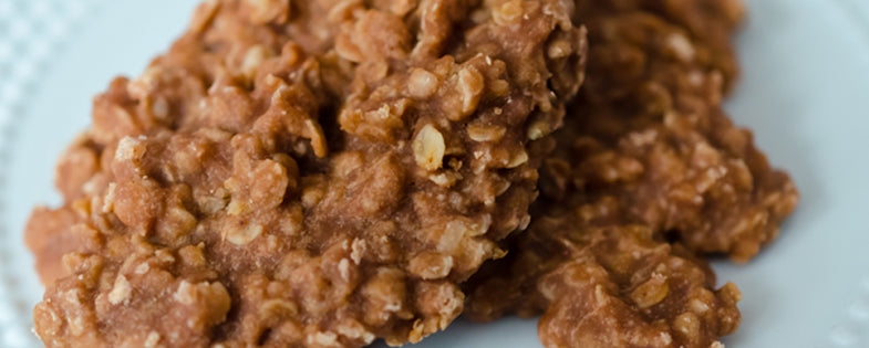 peanut butter cookies on blue plate