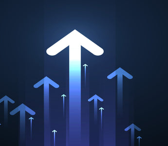 arrows pointing up on a blue background