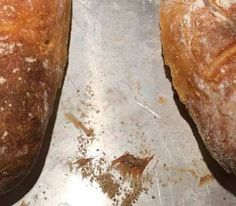 Artisan bread on baking tray