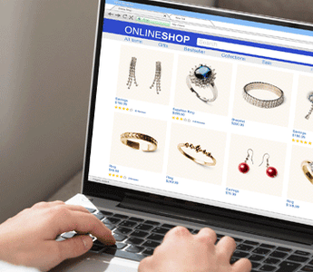 Woman online shopping for jewelry