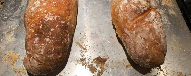 Artisan bread on baking tray